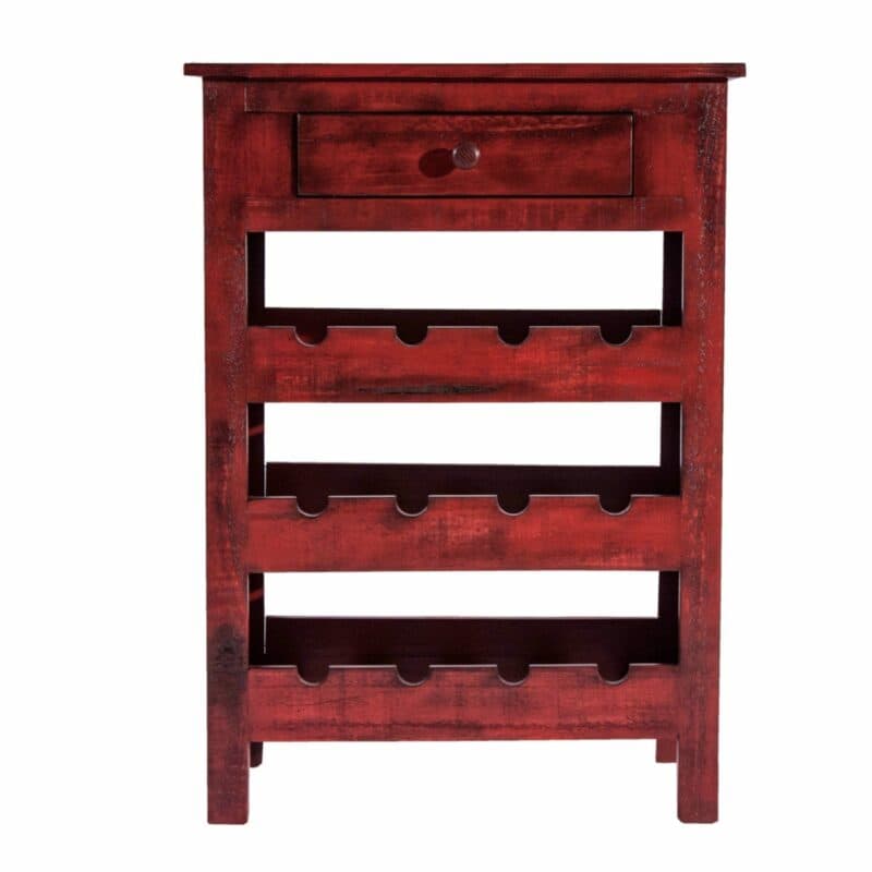 Trendstore „Danilo“ Weinregal aus Pinie in antique rot