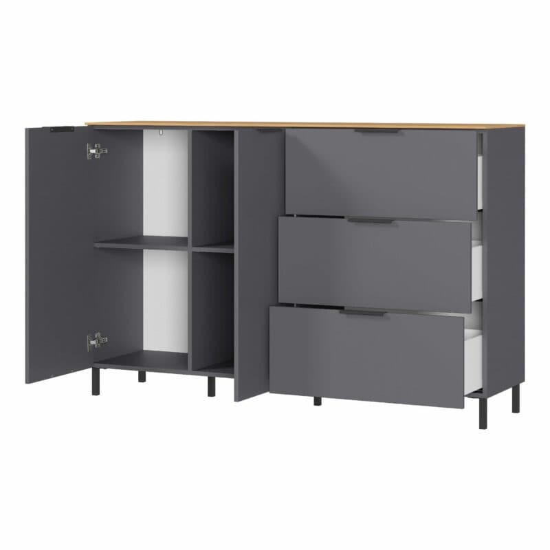 Trendstore Giwon Sideboard mit 2 Türen geöffnet
