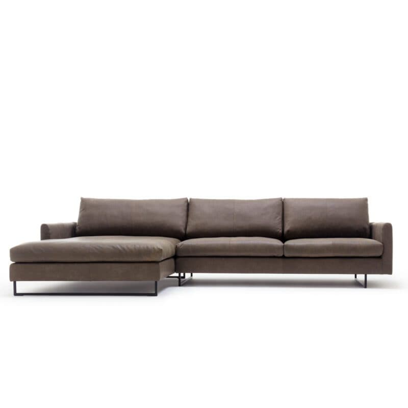 Rolf Benz Freistil 134 Ecksofa in Leder 9225 Graubraun, Ottomane links.