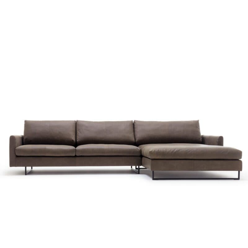 Rolf Benz Freistil 134 Ecksofa in Leder 9225 Graubraun, Ottomane rechts.