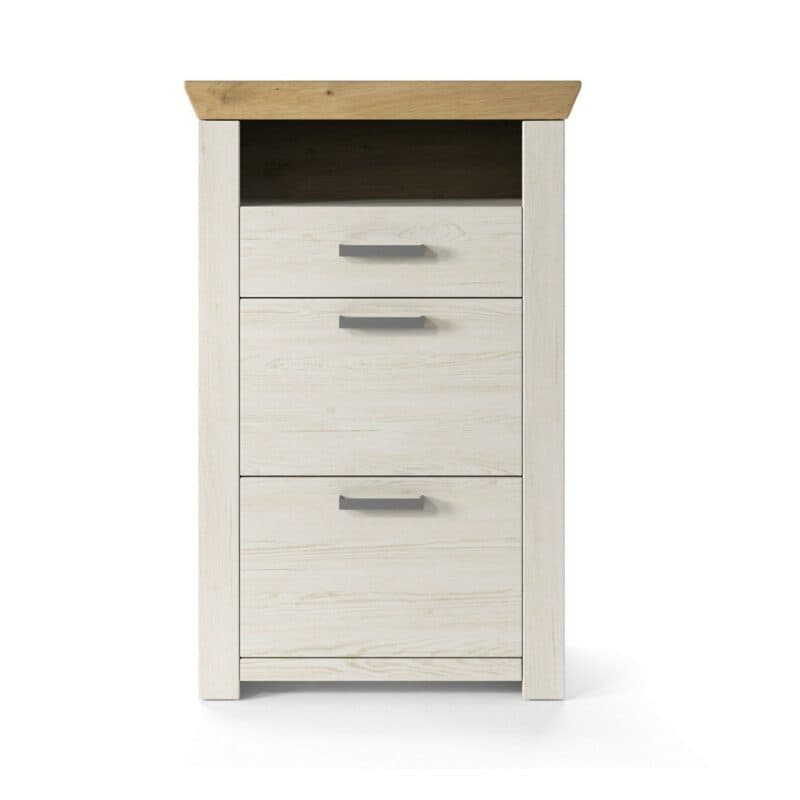 set one by Musterring GA-06 Highboard mit Deckplatte in Artisan Eiche Nachbildung und Korpus in Dekor Pino Aurelio in frontaler Ansicht