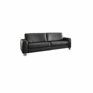 Couchliebe „Hamburg” 3-Sitzer mit Echtlederbezug in Torro Anthrazit und Füßen in Metall Chrom.