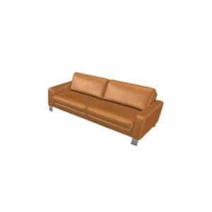 Couchliebe „Hamburg” 3-Sitzer mit Echtlederbezug in Torro Curry und Füßen in Metall Chrom.