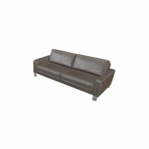 Couchliebe „Hamburg” 3-Sitzer mit Echtlederbezug in Torro Granit und Füßen in Metall Chrom.