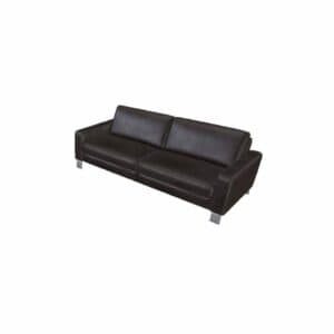 Couchliebe „Hamburg” 3-Sitzer mit Echtlederbezug in Torro Schwarz und Füßen in Metall Chrom.