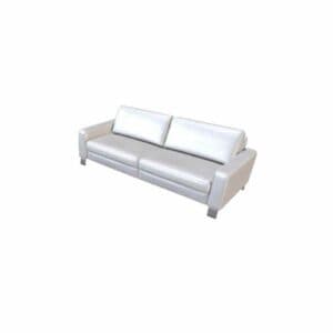 Couchliebe „Hamburg” 3-Sitzer mit Echtlederbezug in Torro Weiß und Füßen in Metall Chrom.