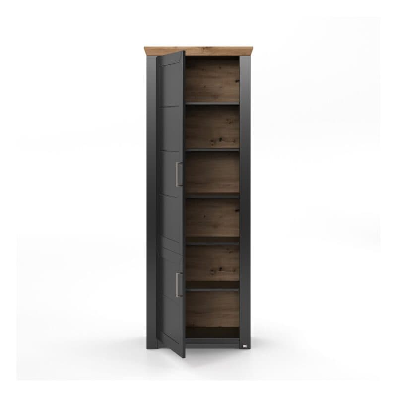 set one by Musterring Type 03 Schrank in Anthrazit Dekor und Artisan Eiche Nachbildung - geöffnet