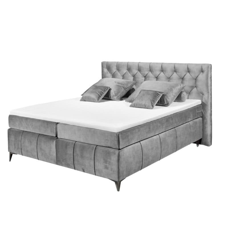 Trendstore Beth Boxspringbett in der Farbe Grau mit Dekokissen