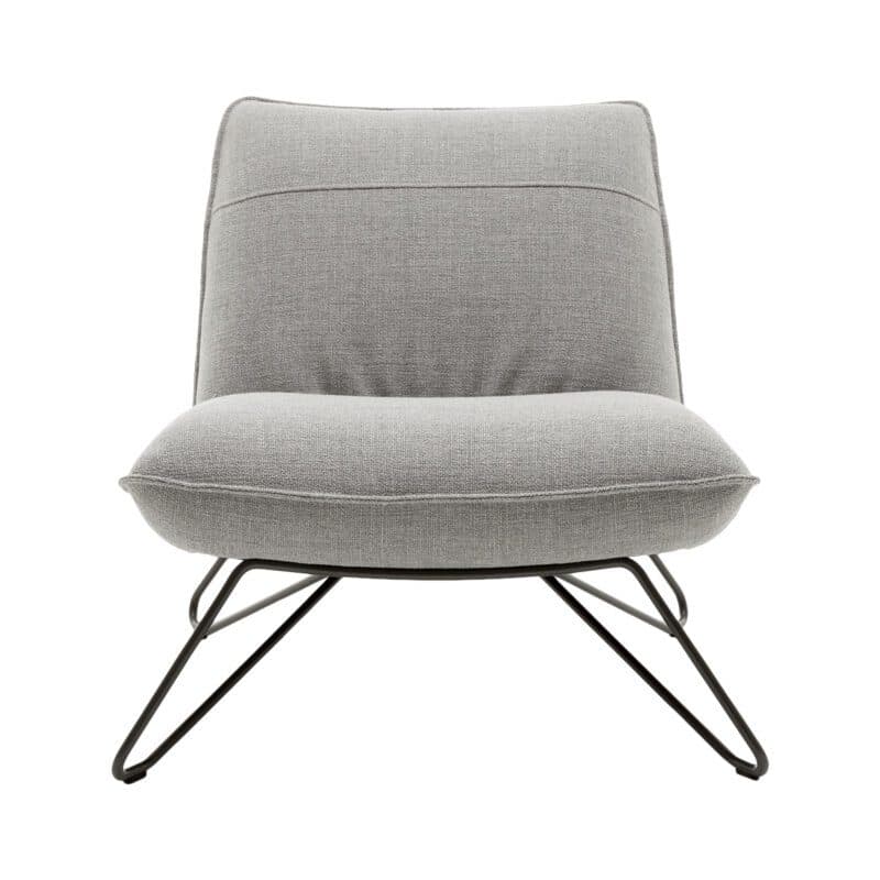 Rolf Benz 394 Sessel in Bezug Flachgewebe Grau und Metallgestell in Schwarz.