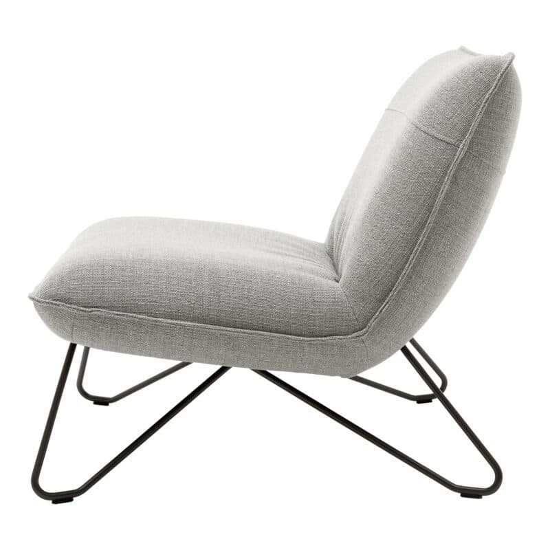 Rolf Benz 394 Sessel in Bezug Flachgewebe Grau und Metallgestell in Schwarz.