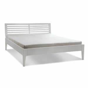 Natura 1660 Bett mit Sprossenkopfteil in Kiefer massiv weiß lackiert