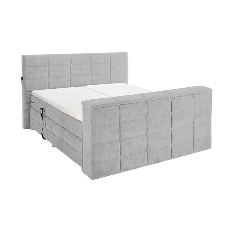 Trendstore Benni Boxspringbett 180 x 200 cm Liegefläche in Bezug Uran 02 silver.