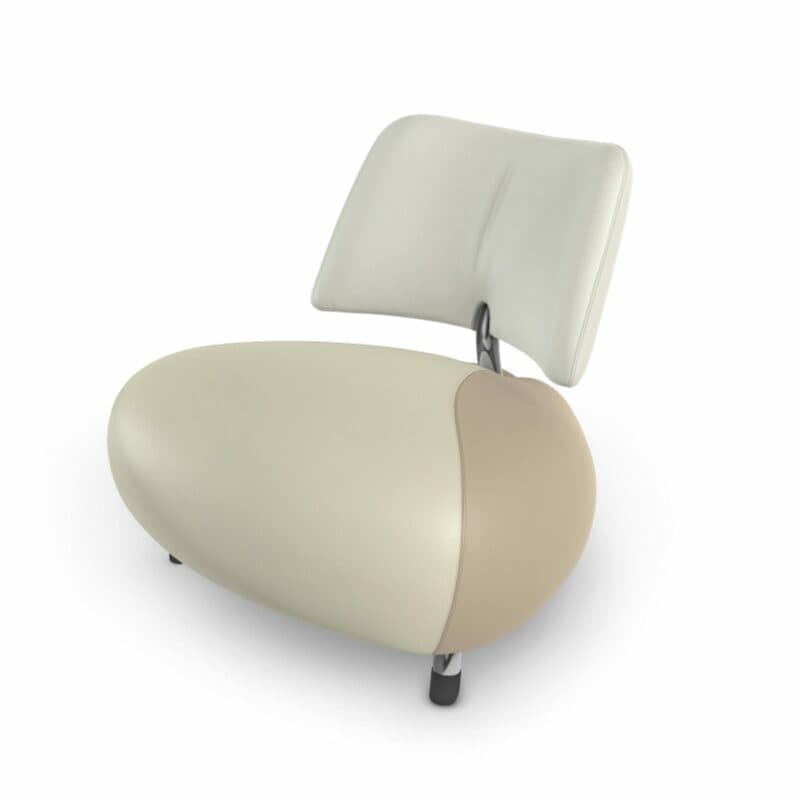 Leolux Pallone Sessel in Leder Senso Egret, Off White und Polar