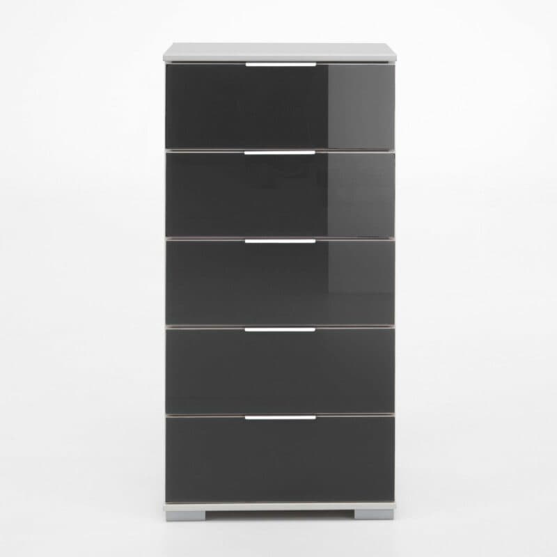 Wimex Easy Plus Kommode – Korpus Dekor weiß, Front Glas grau