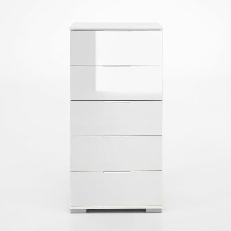 Wimex Easy Plus Kommode – Korpus Dekor weiß, Front Glas weiß