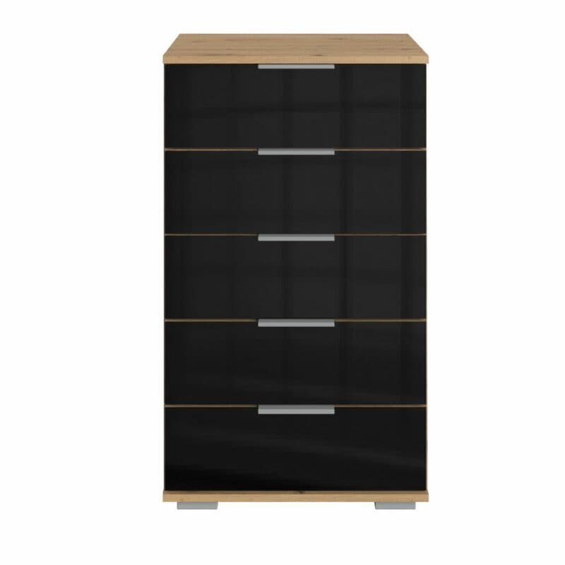 Wimex Easy Plus Kommode – Korpus Dekor Eiche sägerau Nachbildung, Front Glas grau