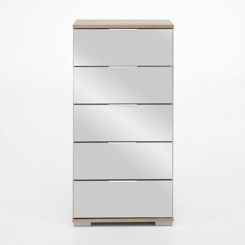 Wimex Easy Plus Kommode – Korpus Dekor Eiche sägerau Nachbildung, Front Spiegelglas