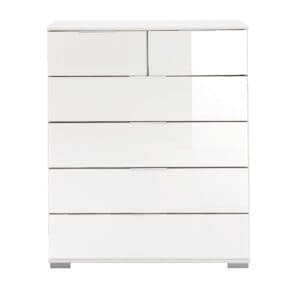 Wimex Easy Plus Kommode mit Front in Glasweiß und Korpus in Weiß
