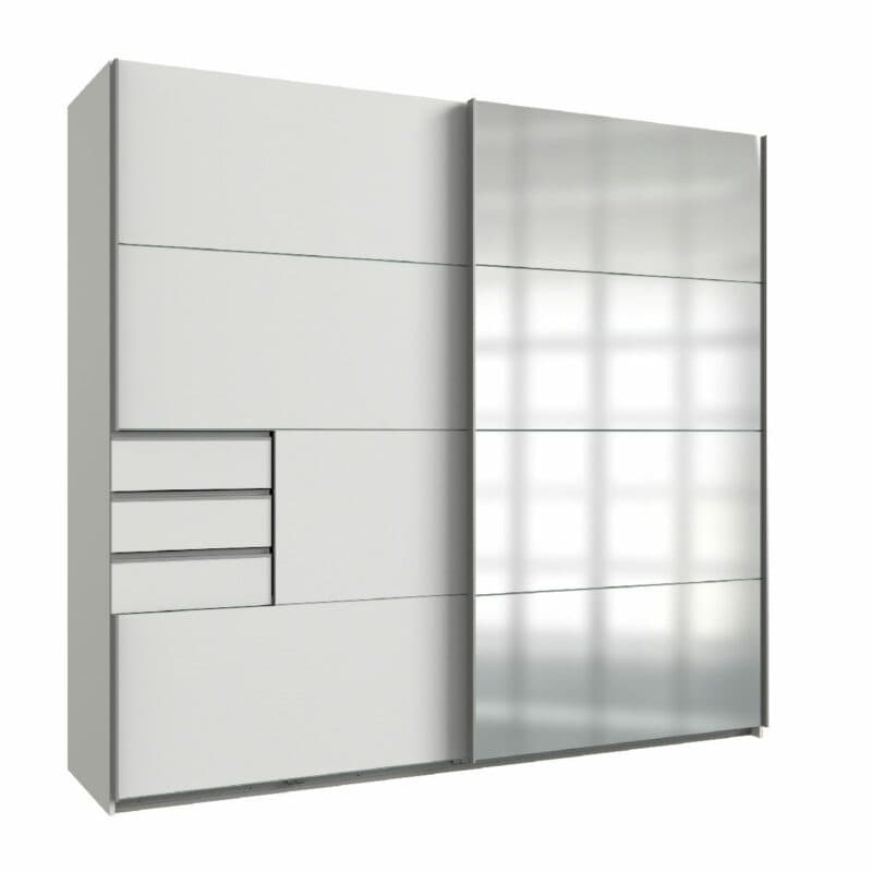 Wimex Saigon Schwebetürenschrank 2-trg, Korpus weiß, Front Spiegelglas