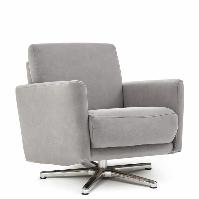 Calizza Interiors Lari Sessel mit Microfaser-Bezug Bulus Silber seitlich