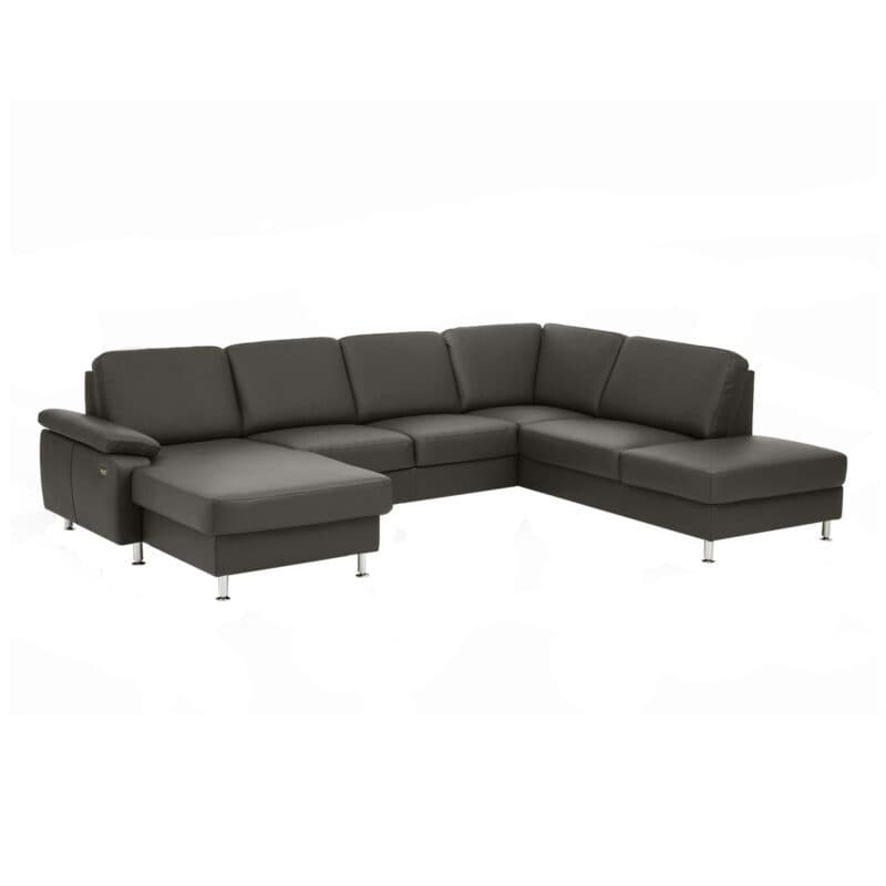 Couchliebe Prato Wohnlandschaft in Leder Torro schoko ohne Kopfstützen.