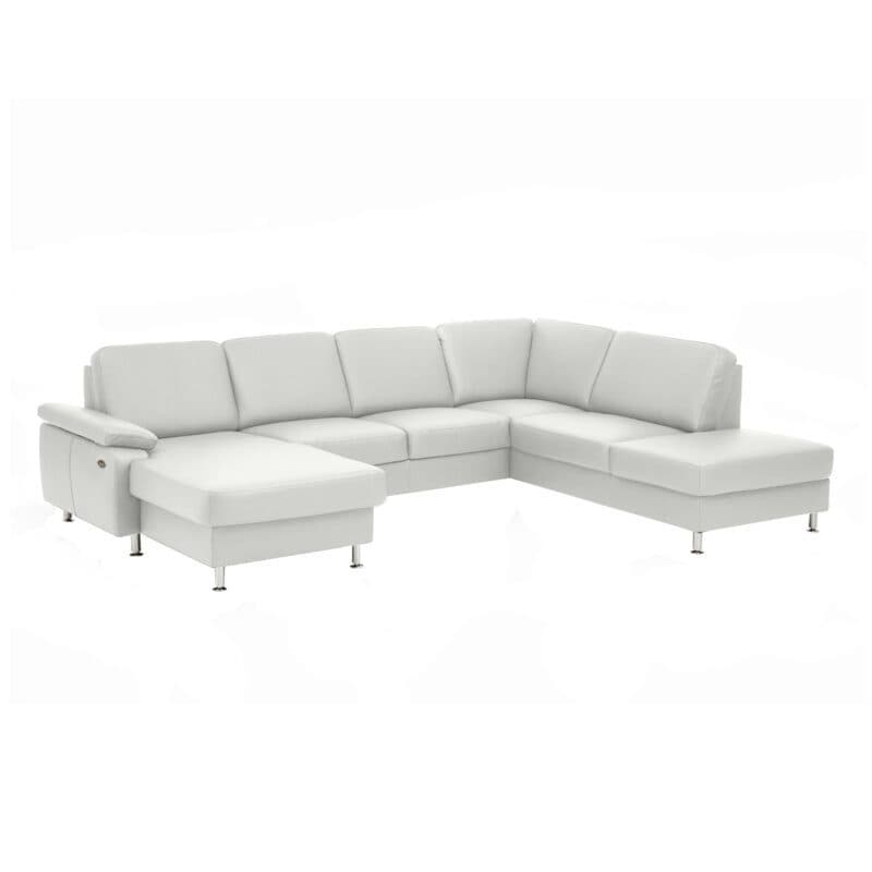 Couchliebe Prato Wohnlandschaft in Leder Torro white ohne Kopfstützen.