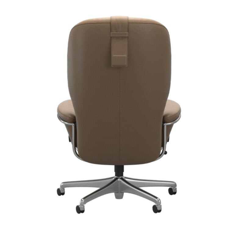Stressless Rome Sessel Home Office High Back in Leder Paloma Almond mit Nackenkissen.
