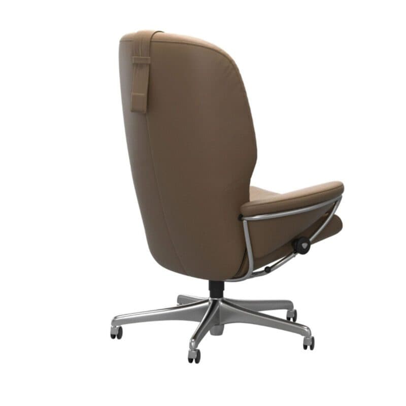 Stressless Rome Sessel Home Office High Back in Leder Paloma Almond mit Nackenkissen.