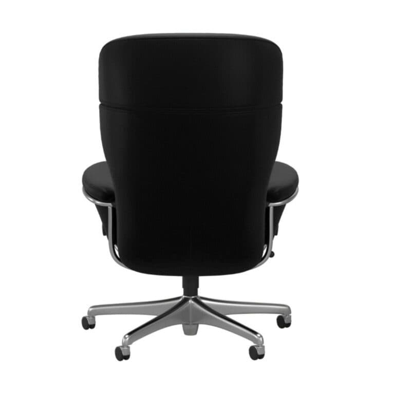 Stressless Rome Sessel Home Office High Back in Leder Batick Black mit höhenverstellbarer Kopfstütze.