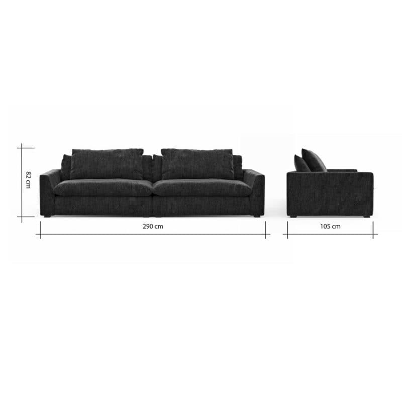 Raum.Freunde Ulf Bigsofa in Anthrazit - Maßangaben