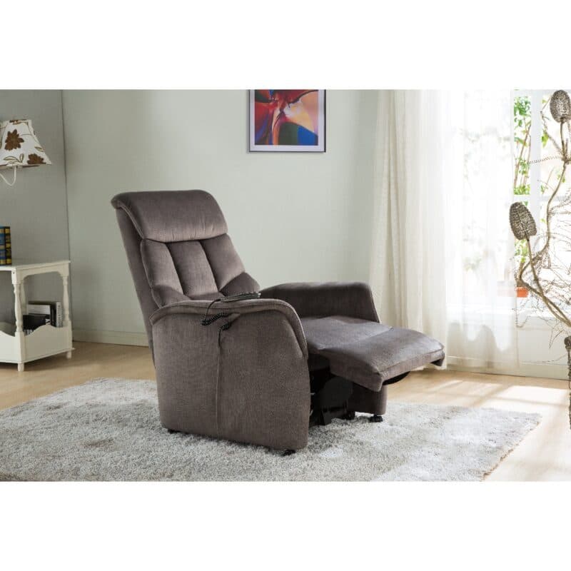 Louming Merida Fernsehsessel, 1-motorig mit Bezug Microfaser grau – Relaxposition Wohnbeispiel