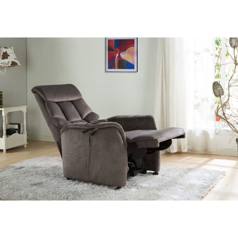 Louming Merida Fernsehsessel, 1-motorig mit Bezug Microfaser grau – Relaxposition Wohnbeispiel