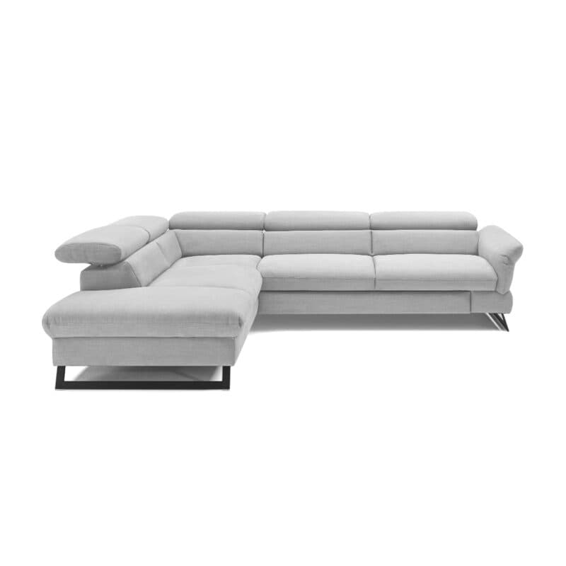 Trendstore Cassandra Ecksofa mit Bezug Webstoff Hellgrau und Ottomane links