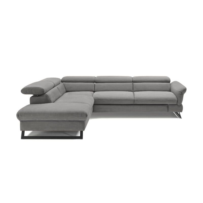 Trendstore Cassandra Ecksofa mit Bezug Webstoff Taupe und Ottomane links