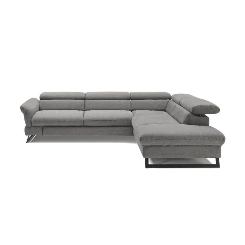 Trendstore Cassandra Ecksofa mit Bezug Webstoff Taupe und Ottomane rechts