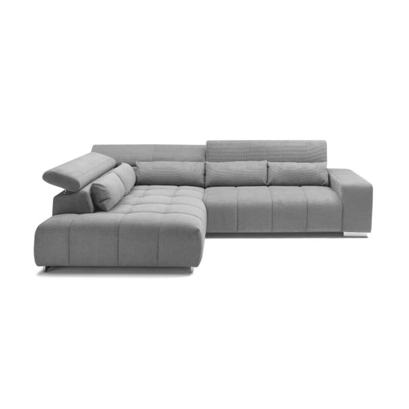 Trendstore Christel Ecksofa mit Bezug Webstoff Boston stone mit Ottomane links – Position Kopfteil