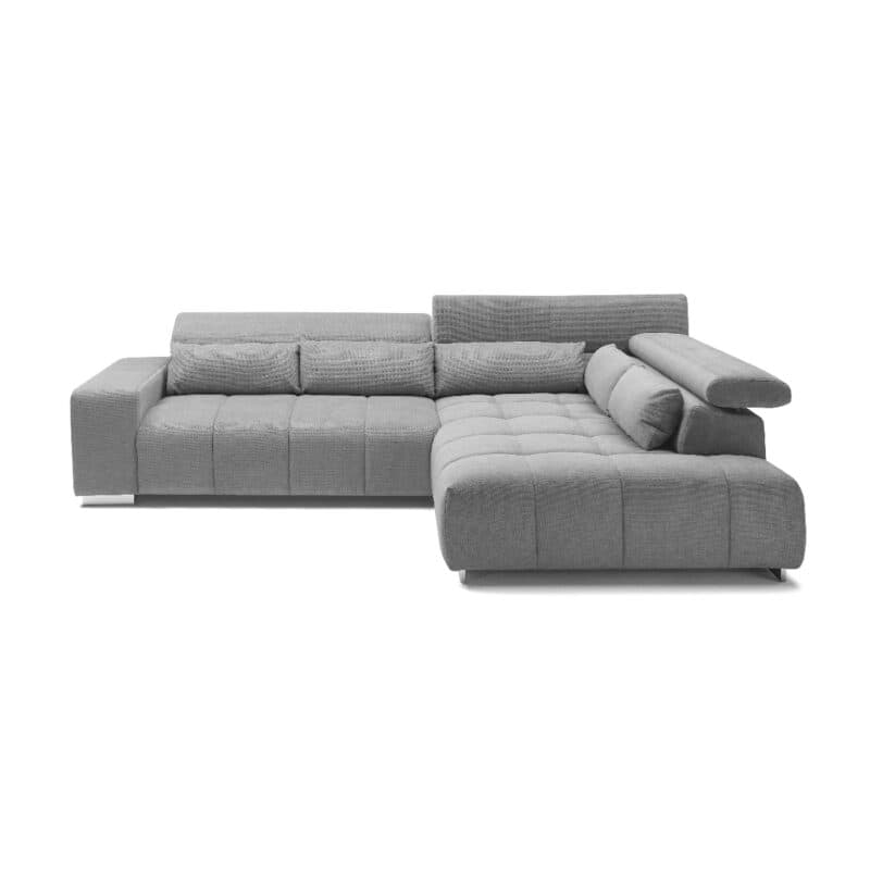 Trendstore Christel Ecksofa mit Bezug Webstoff Boston stone mit Ottomane rechts