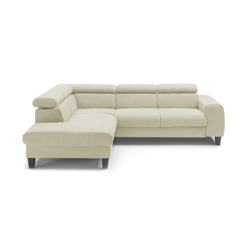 Trendstore Ecksofa Corin mit Bezug Webstoff All Senses Creme und Ottomane links