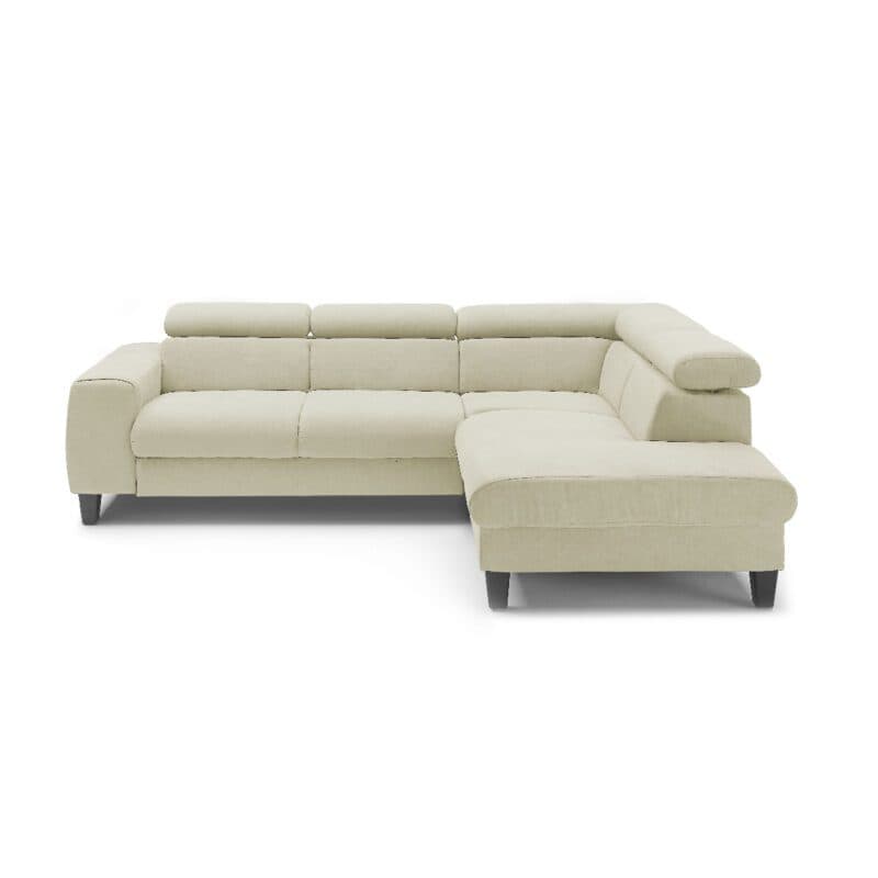 Trendstore Ecksofa Corin mit Bezug Webstoff All Senses Creme und Ottomane rechts