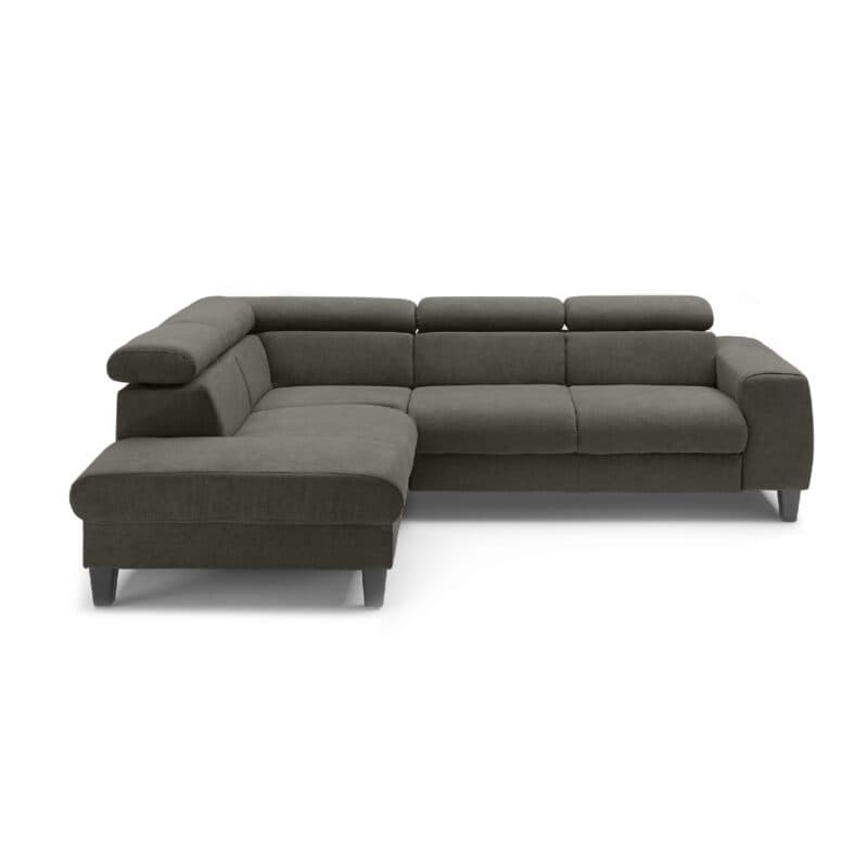Trendstore Ecksofa Corin mit Bezug Webstoff All Senses Dunkelbraun und Ottomane links