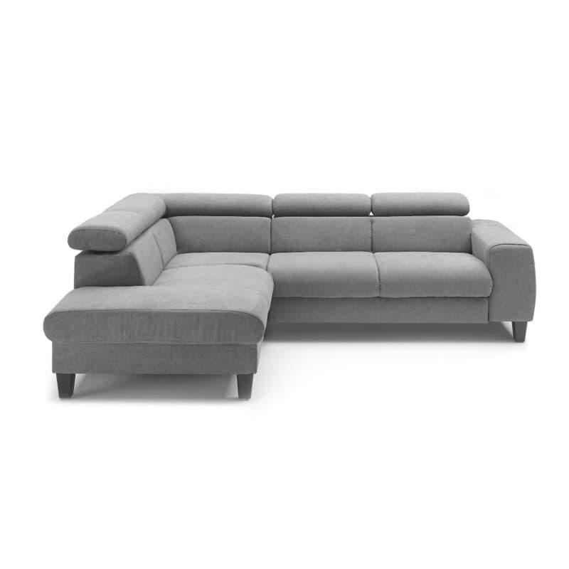 Trendstore Ecksofa Corin mit Bezug Webstoff All Senses Grau und Ottomane links