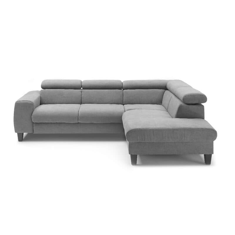 Trendstore Ecksofa Corin mit Bezug Webstoff All Senses Grau und Ottomane rechts