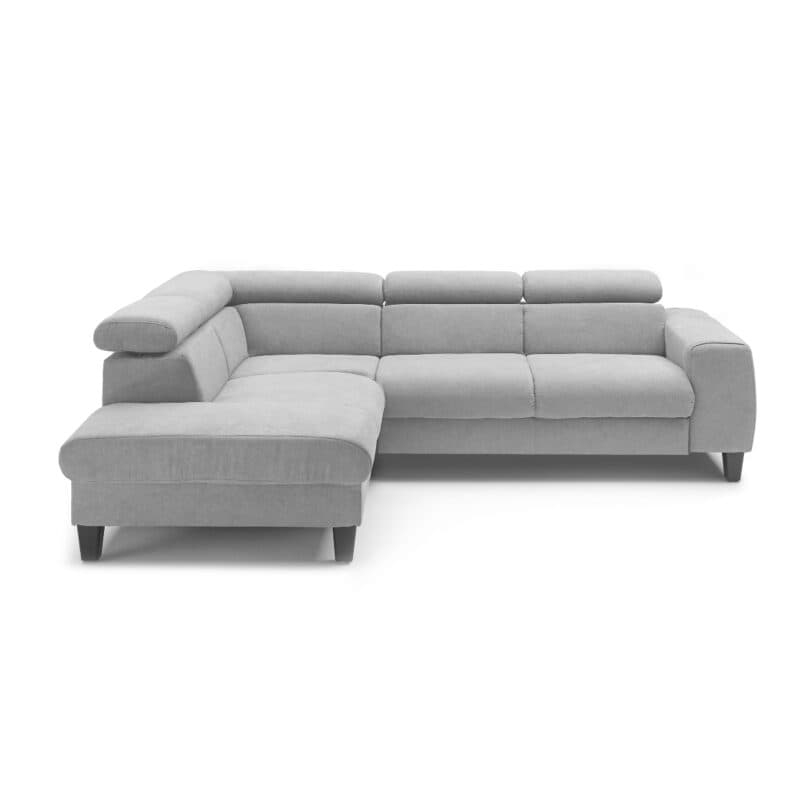 Trendstore Ecksofa Corin mit Bezug Webstoff All Senses Hellgrau und Ottomane links