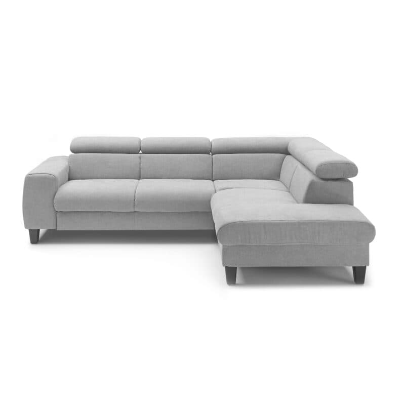 Trendstore Ecksofa Corin mit Bezug Webstoff All Senses Hellgrau und Ottomane rechts
