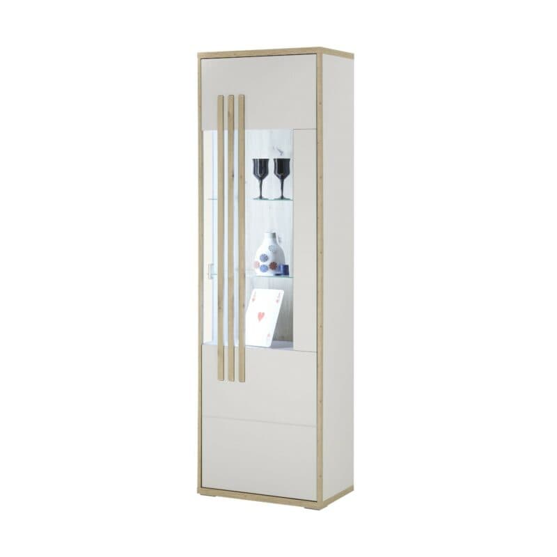 Trendstore Ilea Vitrine in Dekor lichtgrau und Eiche Artisan Nachbildung inklusive LED Beleuchtung