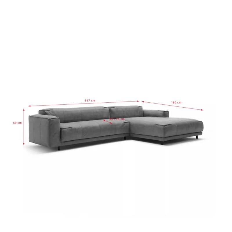 freistil by Rolf Benz freistil 136 Sofa - Skizze mit Maßen