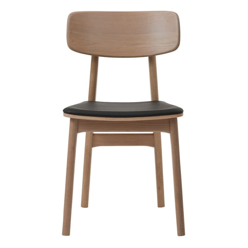 Trendstore Livo Esszimmerstuhl mit Sitzpolster Kunstleder in der Farbe Schwarz – frontal