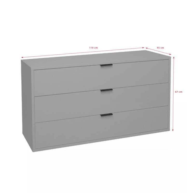 Trendstore Milana Kommode 119 cm - Skizze mit Maßen