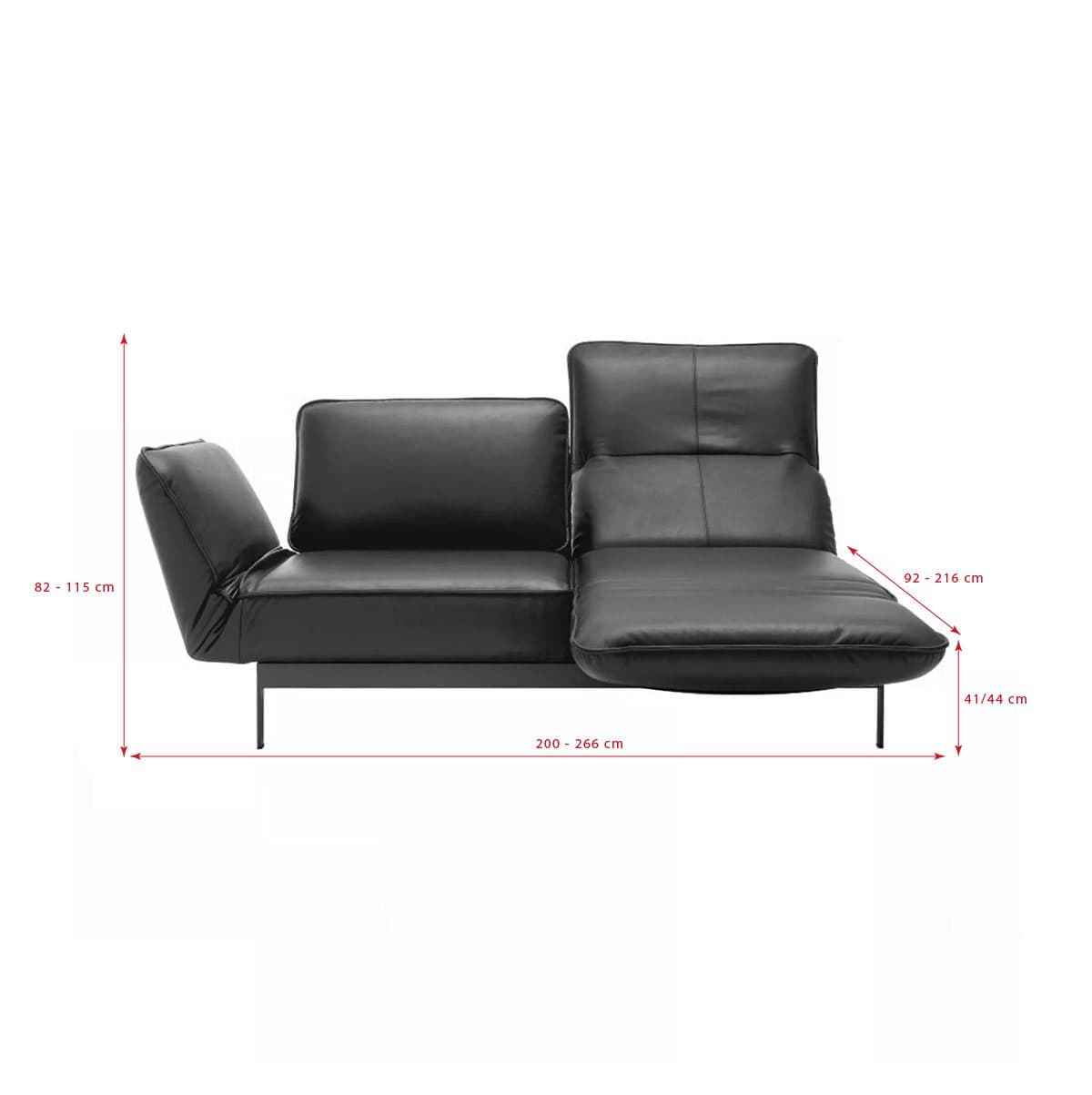 Rolf Benz Sofa Mera - Skizze mit Maßen