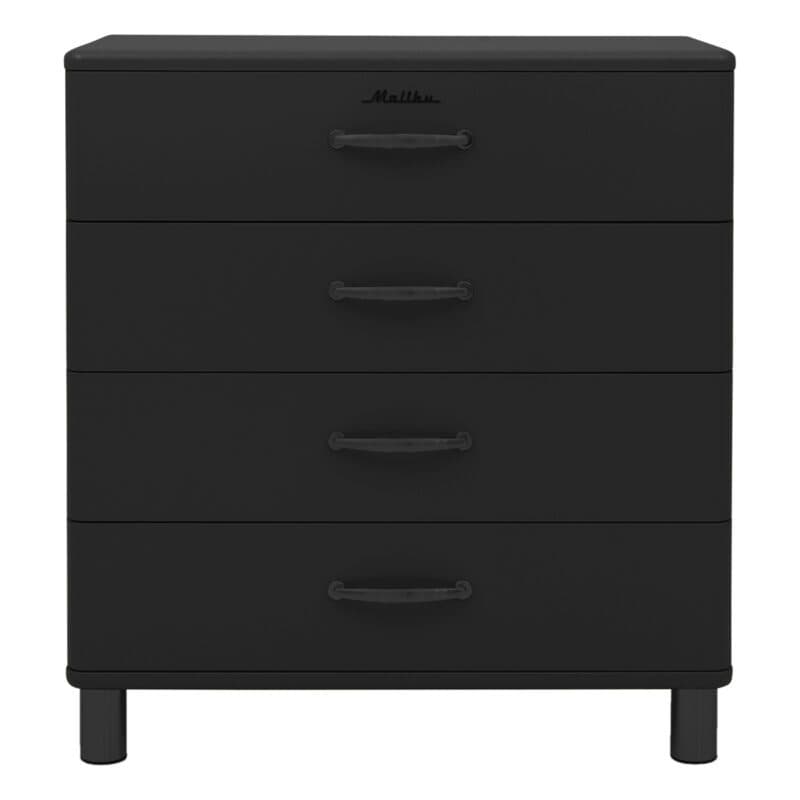 Trendstore Malibu Kommode im 50s Style mit vier Schubladen in Schwarz - frontal